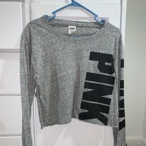 A pink crop top long sleeve